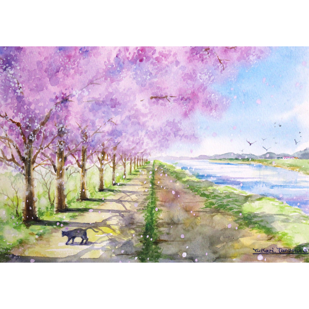 水辺の桜並木 | Yukari.Tanemura ｜インテリア絵画 アートの専門通販