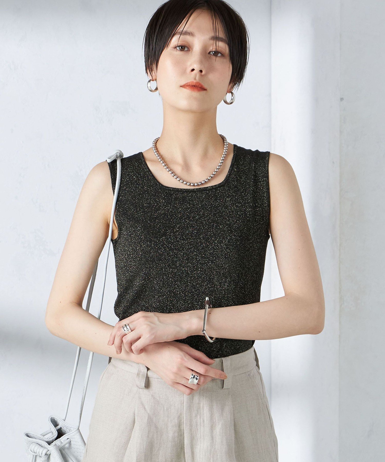 SHINYAKOZUKA タンクトップ ラメ Mサイズ SHINYAKOZUKA(シンヤコヅカ)のSINGLET KELLY(タンクトップ)の通販