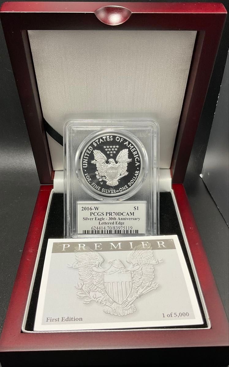 2016 アメリカ イーグル銀貨 PCGS PR70 Lettered Edge premier 1 of