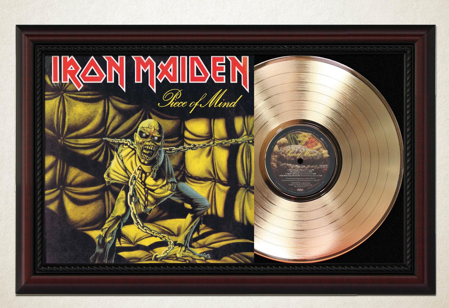 Iron Maiden - Piece of Mind Cherry Wood Gold LP Record Sleeve