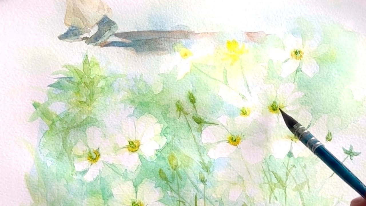 水彩画]ラナンキュラスラックスを水彩で描く/watercolor/春の花