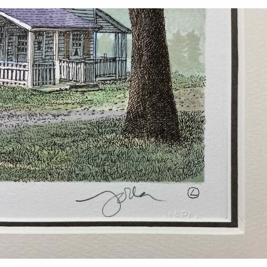 織田義郎 草原の家 Green Field Ⅱ アメリカ 絵画 版画 リトグラフ