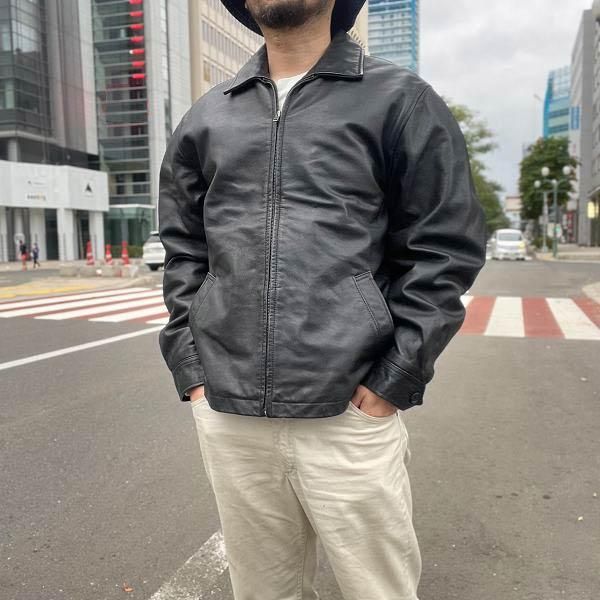 90s GAP オールドギャップ Tバック 肉厚 レザー ジャケット 黒 M