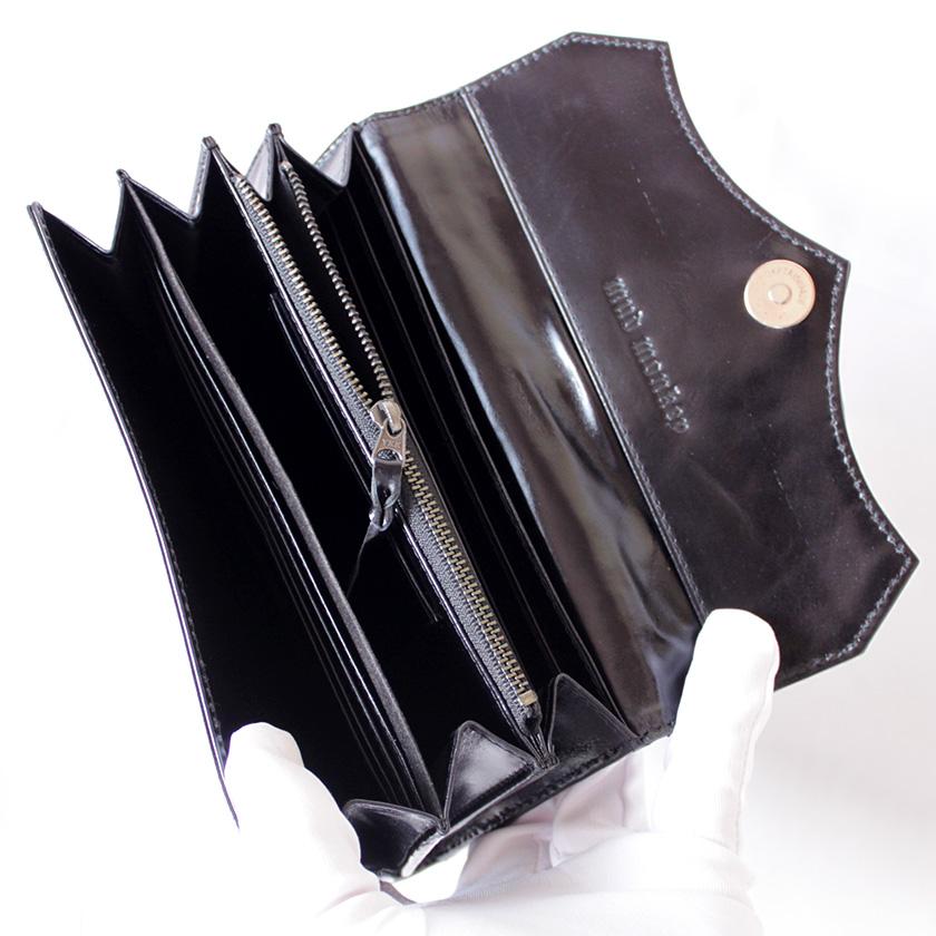 ワニ革カイマン長財布・クラウンブラック/Wステッチ/ジャバラタイプ