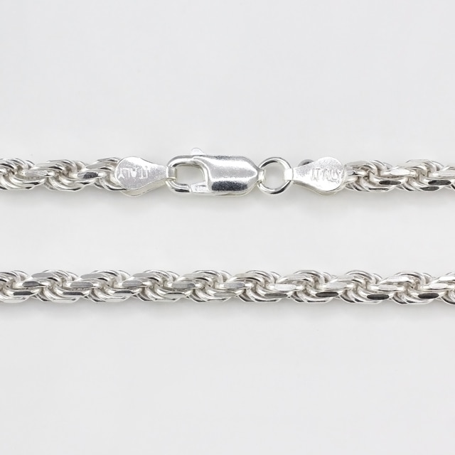 323ROPE080 SV925製カットフレンチロープチェーン 線径0.80mm太さ3.8mm