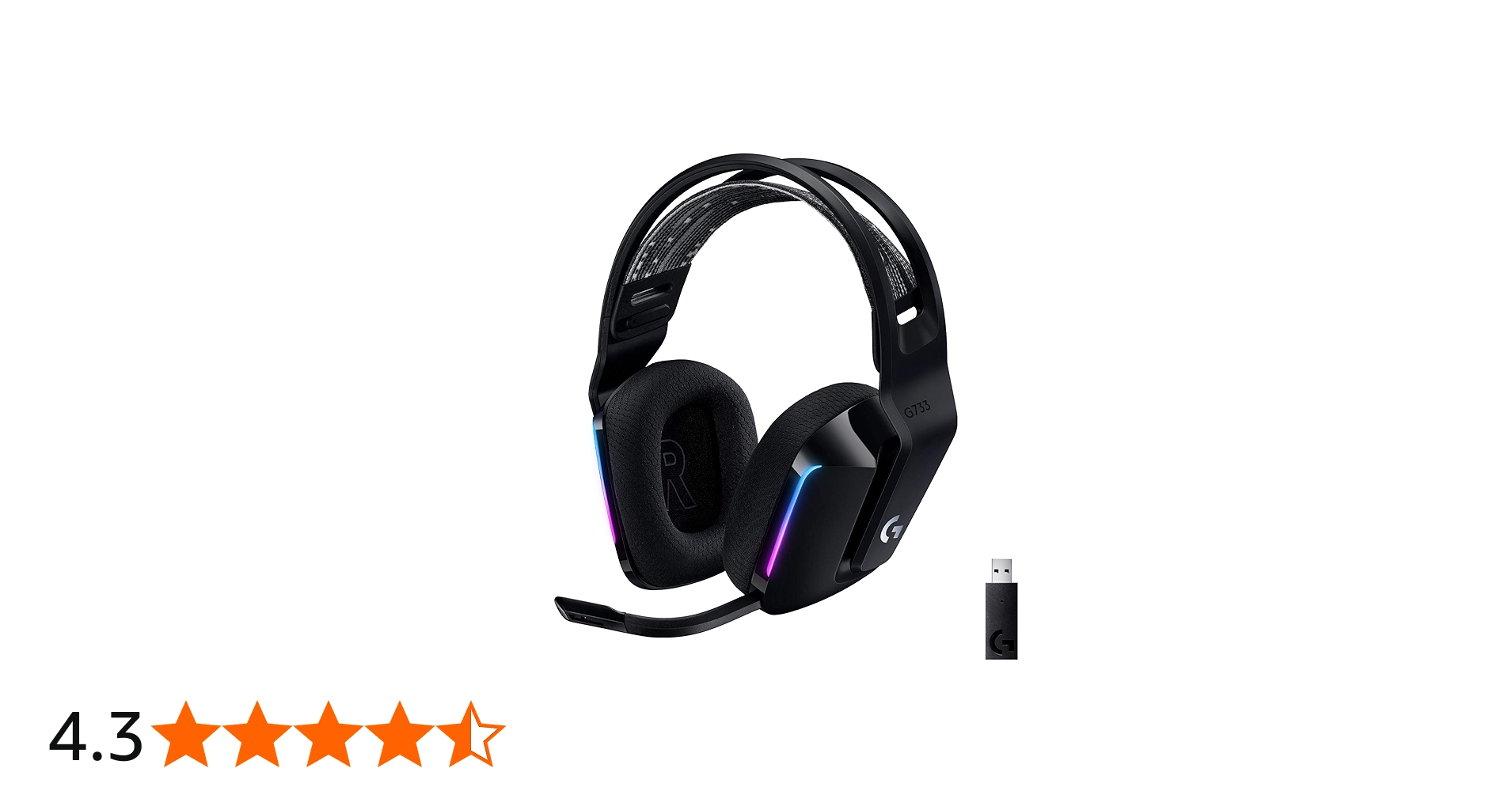 Logitech G 733 Lightspeed Over Ear Wireless Gaming Headset with