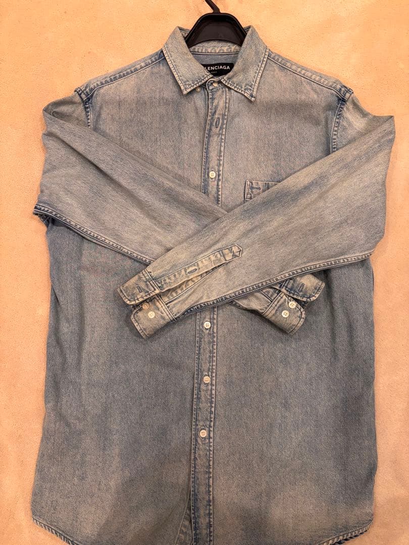 BALENCIAGA デニムシャツ 長袖 ライトブルー BALENCIAGA(バレンシアガ) 19SS Back Logo Denim Shirt バックロゴ