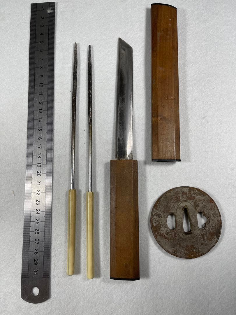 模造刀 鍔 火簪 三点セット置物 模造刀 鍔 火簪 三点セット置物