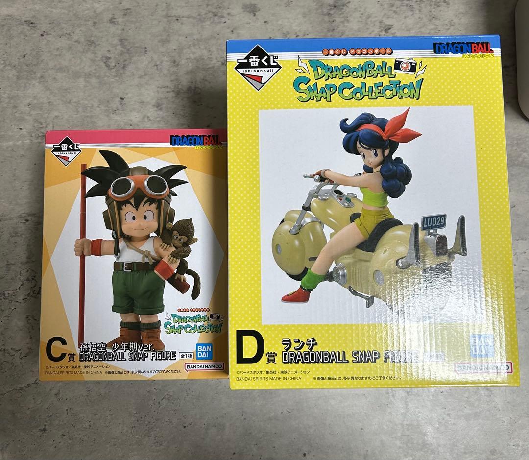 ドラゴンボール一番くじ スナップコレクション フィギュア 悟空 ランチ 自転車に乗る悟空や悟飯、バイクに乗るランチのフィギュアが当たる