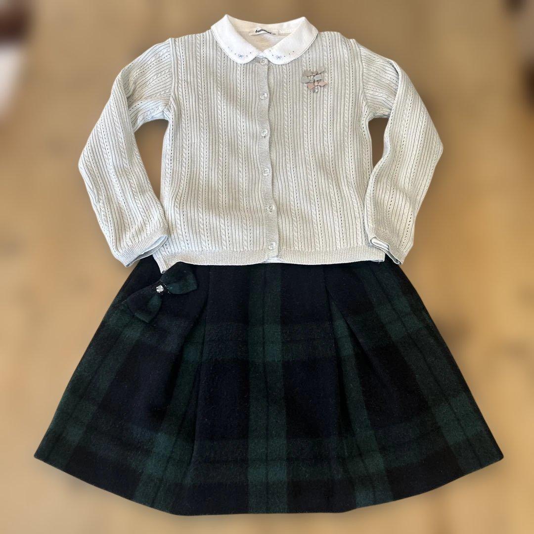 ファミリア　お出かけコーデ　130 女の子　カーディガン　ブラウス　スカート 入学入園のおすすめコーデ【女の子】｜ファミリアファミリア芦屋モンテ