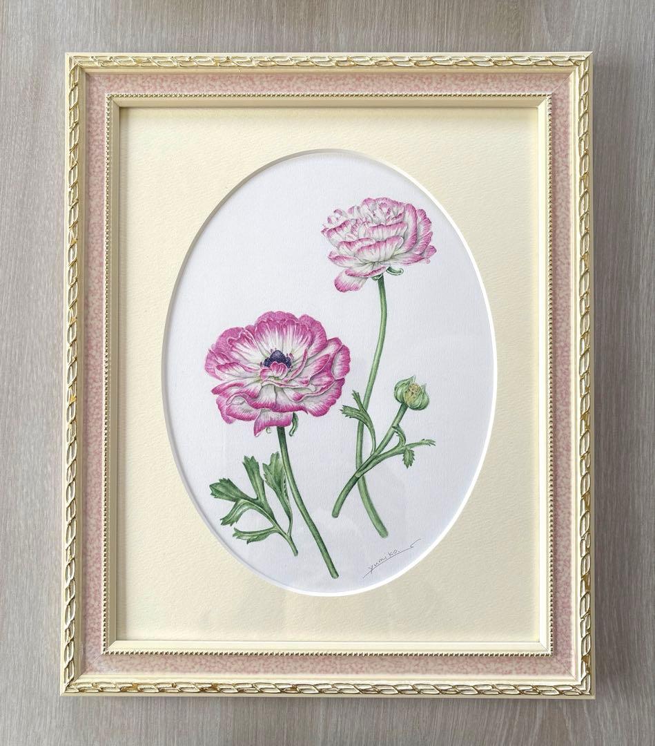 ラナンキュラス　水彩画　原画 花の肖像画 ラナンキュラス | Kaji Yoco ｜インテリア絵画 アートの